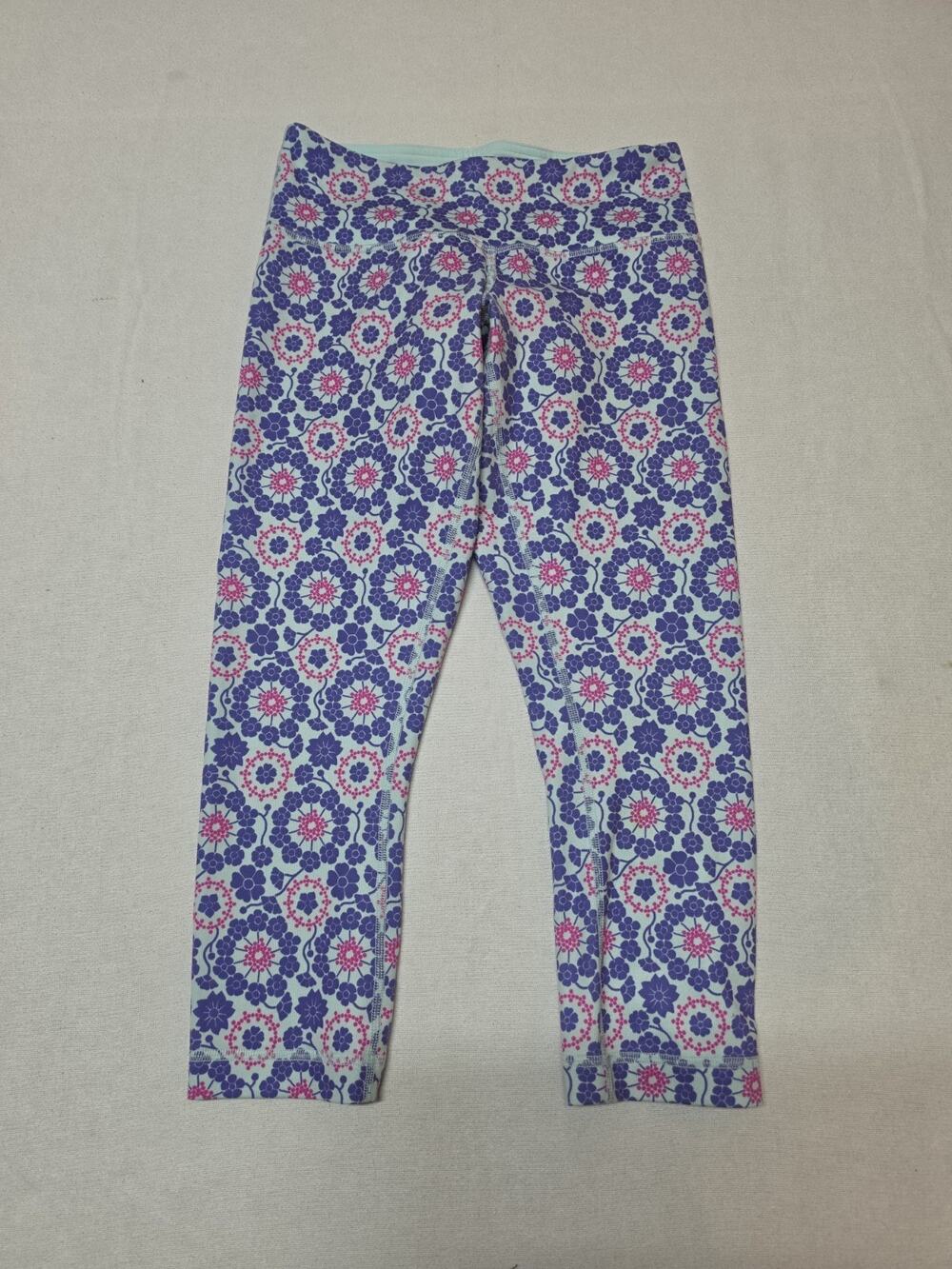 Lululemon Women’s Size 4 Mint Purple Pink Floral Cropped Leggings Yoga Athletic